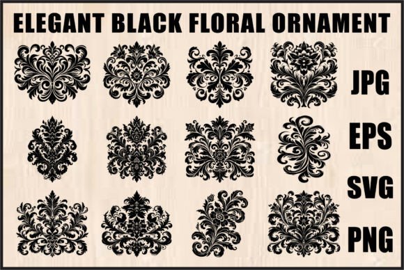 Download Elegant Black Floral Set - Elegant Collection