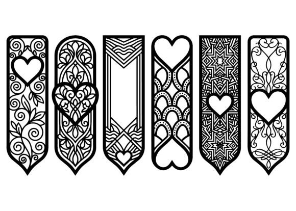 Download Elegant Heart Pattern Bookmark EPS Bundle - Elegant Collection