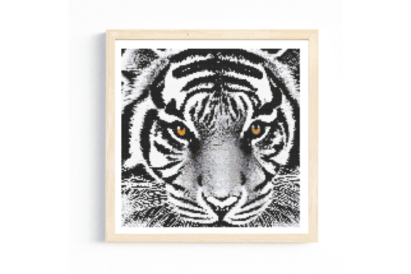 Download White Tiger Closeup Cross Stitch Pattern - White Collection