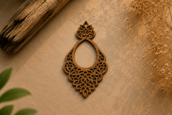 Download Elegant Mandala Teardrop Wooden Earring - Elegant Collection